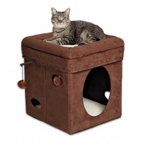 Midwest Curious Cat Cube Brown 15.125" x 15.125" x 16.5" - 137-BR