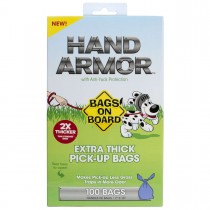 Bags on Board Hand Armor Pick-Up Bags with Anti-Yuck Protection 100 Count Blue